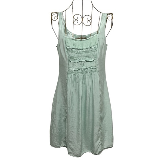 VINTAGE M.S.S.P Silk Blend Mint Green Mini Dress Size XS - Picture 1 of 7